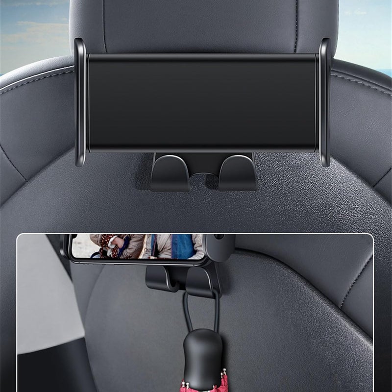 Back Seat Phone Holder with 2 Hooks Compatible for Car 3 / Y 360 Degree Rotate Stand Tablet Interior Accessories Cell Phones Holder for Walking Desk Bedside Video with Light Car - Image 5