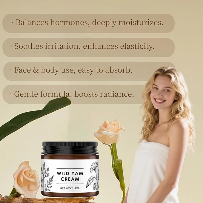 Grospe Wild Yam Cream 60ml, Wild Yam Body Cream with Vitamin E & Aloe Vera, Plant-Based Moisturiser with Lavender & Coconut Oil, Soothing Body Lotion for Women - Image 3
