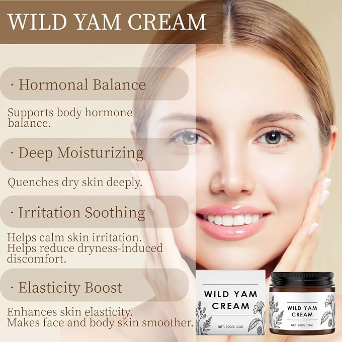Grospe Wild Yam Cream 60ml, Wild Yam Body Cream with Vitamin E & Aloe Vera, Plant-Based Moisturiser with Lavender & Coconut Oil, Soothing Body Lotion for Women - Image 2
