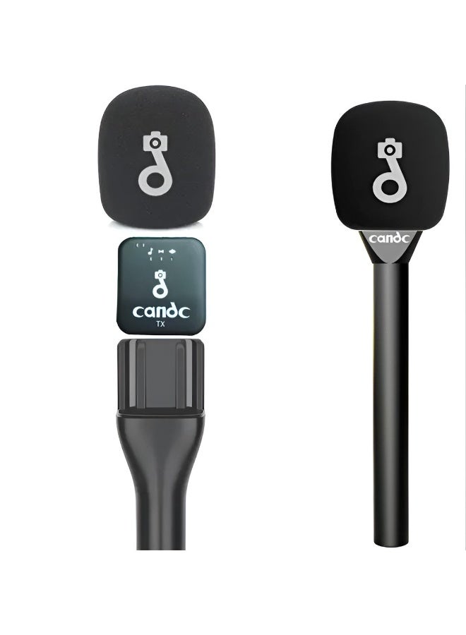 كاند سي نظام الميكروفون اللاسلكي المزدوج للمقابلات من Candc - جهازي إرسال + جهاز استقبال واحد، تقليل الضوضاء، التوصيل والتشغيل، عمر بطارية طويل - مثالي للمقابلات، والتدوين المرئي، ويوتيوب، والبودكاست - Image 4