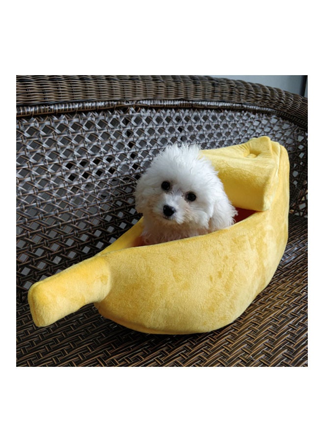 NIBEMINENT Banana Shaped Cushion Kennel Portable Pet Basket Yellow - Image 2