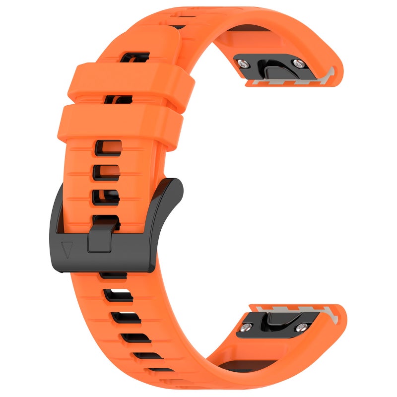 S-TOP For Garmin Fenix 5 Sports Two-Color 22mm Silicone Watch Band(Orange+Black) - Image 2