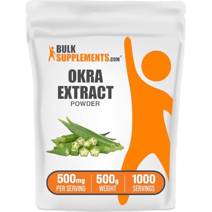 BulkSupplements.com Okra Extract Powder - Okra Supplement, Source of Fiber, Herbal Supplement - Vegan & Gluten Free, 500mg per Serving, 500g (1.1 lbs) (Pack of 1) - Image 1