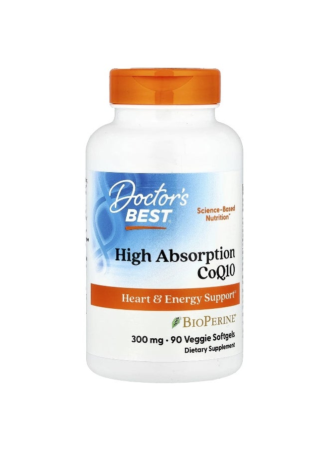 Doctor's Best - Doctor's Best, High Absorption CoQ10 with BioPerine®, 300 mg, 90 Veggie Softgels - Image 1