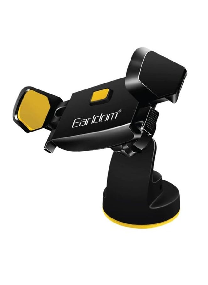 Earldom Earldom ET-EH44 Car Phone Holder – 360° Rotation – Dashboard & Windshield Mount– Secure & Firm Grip- Black/Yellow  - Image 1