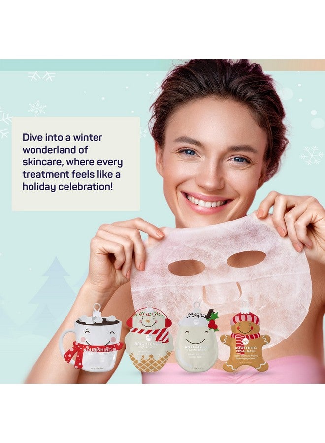 سبا لايف أقنعة الوجه SpaLife Holiday Treats، عبوة من 12 قطعة متنوعة - عناية بالبشرة في أعياد الميلاد لتهدئة وتغذية البشرة - خبز الزنجبيل، الآيس كريم، الكاكاو، والبيض - Image 2