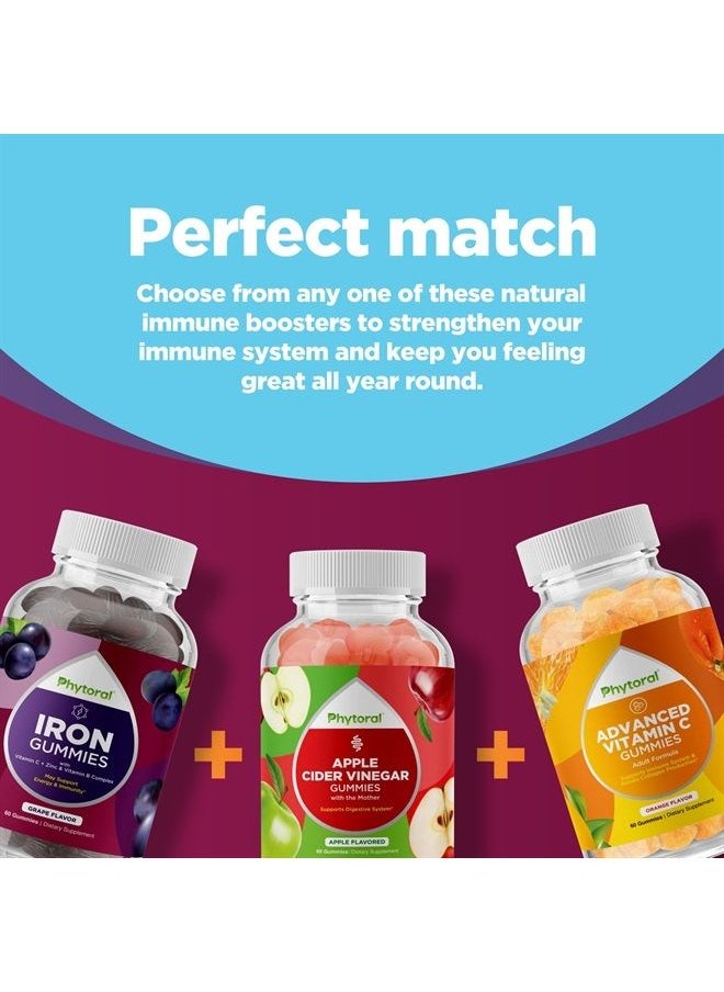 Phytoral - Sugar Free Fiber Gummies for Adults - Tasty Prebiotic Fiber Supplement Gummies for Digestive Health and Immune Support - Fiber Gummies for Adults Sugar Free Vegan Kosher and Gluten Free - 60 Count - Image 1
