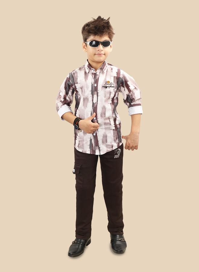Ts Trends Printed Buttoned Shirt and Pant Set - Image 1