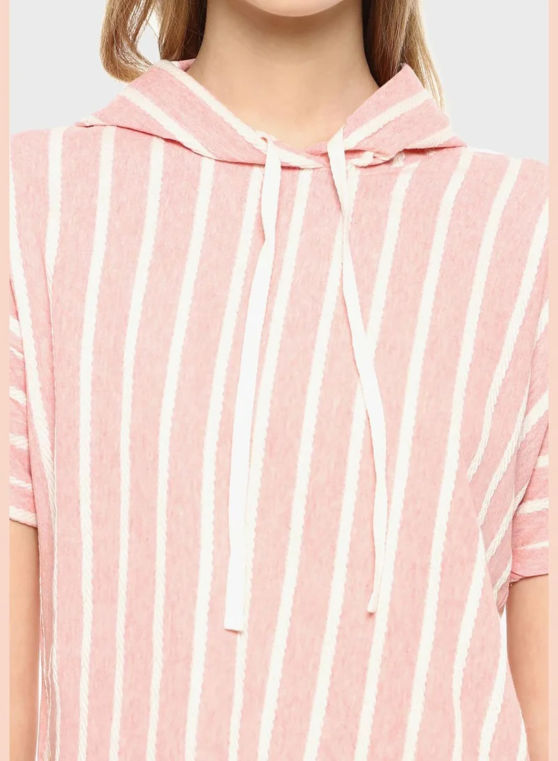 Campus Sutra Striped Hoodie