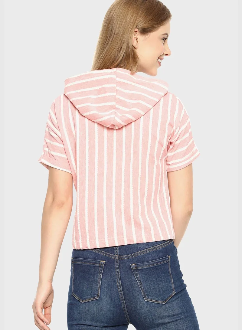 Campus Sutra Striped Hoodie