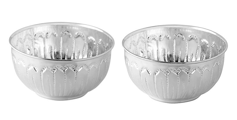 PRD CARATCAFE 925 Sterling Silver 20 GMS (10 x 2 pcs) Small Plates Dish/Katori/Wati (2 Pcs) for Diwali Puja Dhanteras Mandir - Image 2