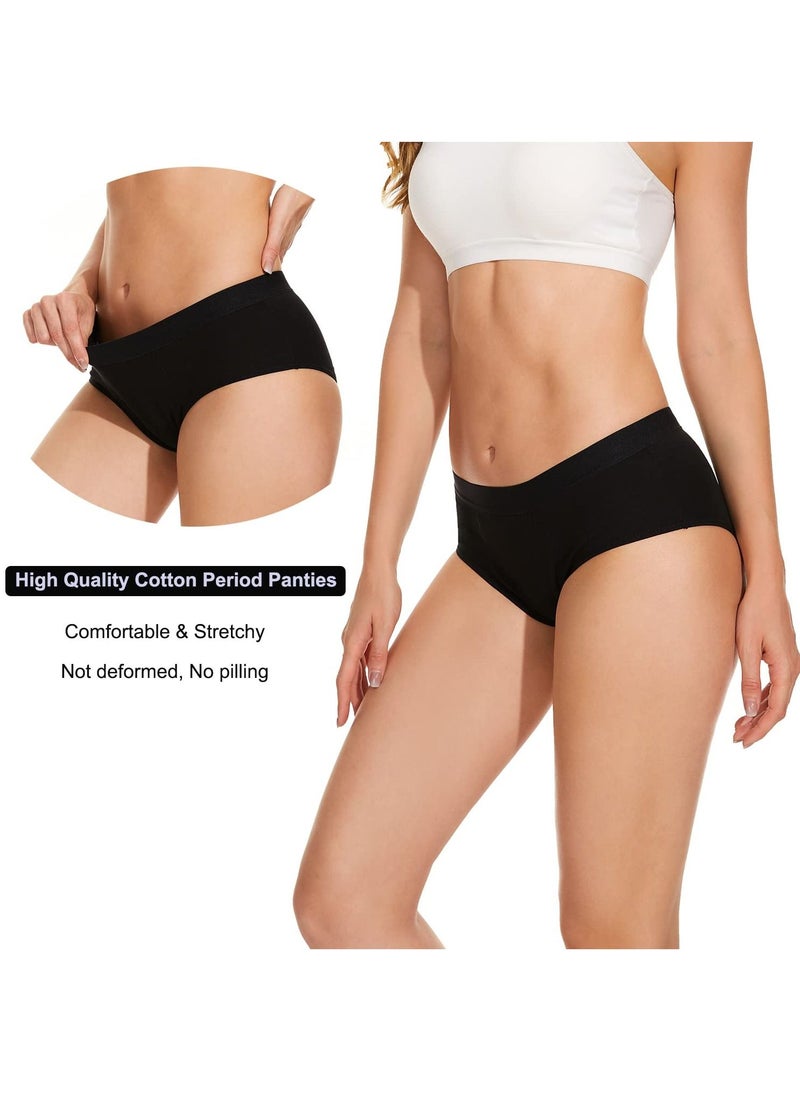 SYOSI SYOSI 4 Pack Womens Menstrual Period Panties, Leak Proof Period Panties Super Comfy Period Panties Cotton Menstrual Panty for Teens Girls Large Black  - Image 4