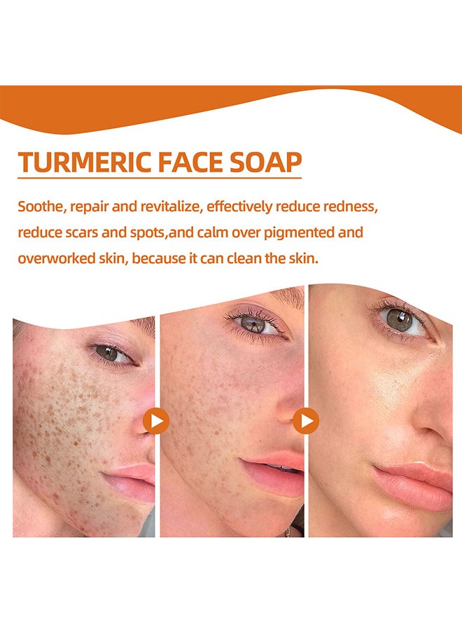 West&Month - Turmeric Soap, Moisturizing Turmeric Soap For Face And Body, Soft And Smoother Skin Reduce Pigmentation, Multiple Parts Can Be Used 100G - Image 1