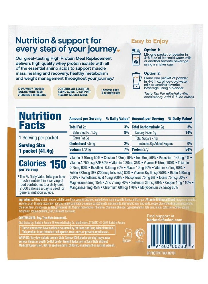 Bariatric Fusion Vanilla High Protein Meal Replacement - Single Serve Packet 42.1g  - Image 3