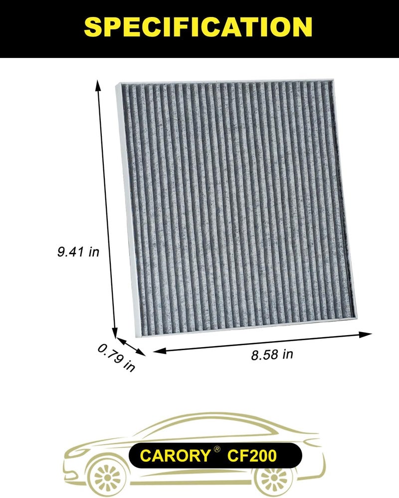 Carory Cabin Air Filter w/Activated Carbon for Jeep Cherokee 2.4L / 3.2L (2014-2020), Chrysler 200 (2015-2017), OE# 68223044A, 68223044AA, CF12000, XC10305 - Image 2