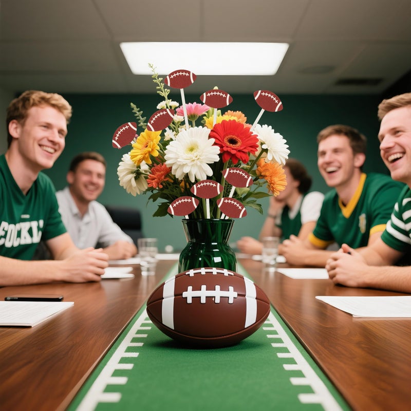 TICIAGA Football Floral Wooden Picks - 14PCS Double-Sided Football Flower Decorative Picks for Vase Filler Decorations, Rugby Ball Flower Arrangements for Sport Theme Birthday Party Centerpiece Decor - Image 5
