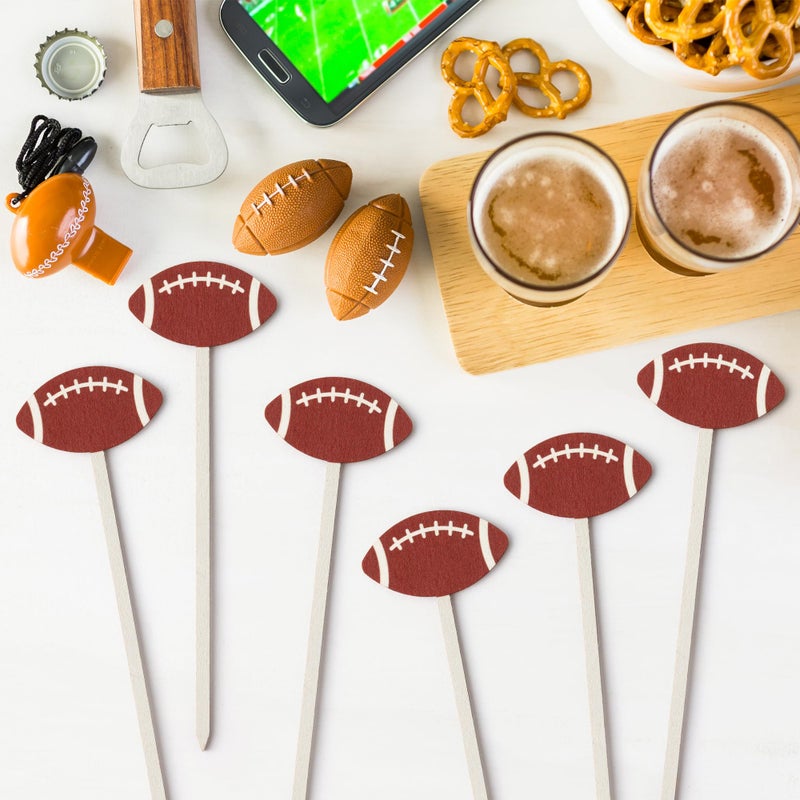 TICIAGA Football Floral Wooden Picks - 14PCS Double-Sided Football Flower Decorative Picks for Vase Filler Decorations, Rugby Ball Flower Arrangements for Sport Theme Birthday Party Centerpiece Decor - Image 3