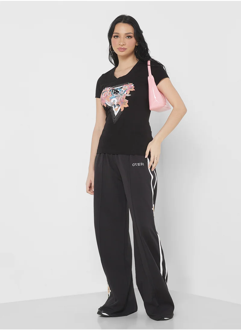 جس Crew Neck Logo Printed T-Shirt