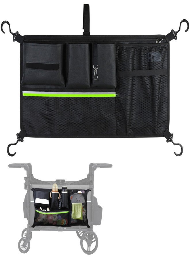 Myvikcar Stroller Wagon Cargo Net,Double-Layer Side Pockets Attachment for WONDERFOLD,Foldable Mesh Sorting Organizer Bag with Extra Storage Space - Image 1