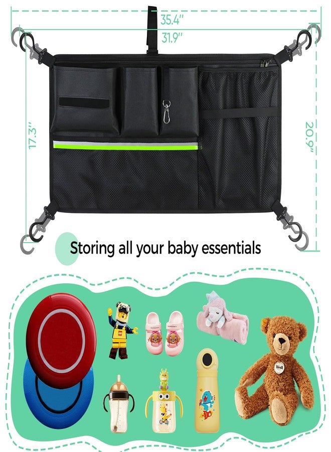 Myvikcar Stroller Wagon Cargo Net,Double-Layer Side Pockets Attachment for WONDERFOLD,Foldable Mesh Sorting Organizer Bag with Extra Storage Space - Image 2