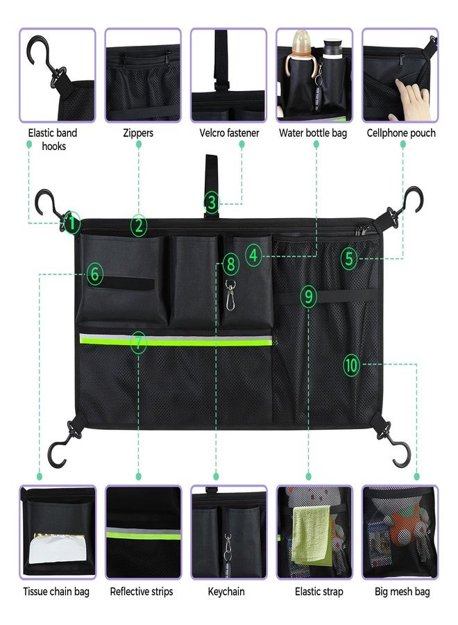 Myvikcar Stroller Wagon Cargo Net,Double-Layer Side Pockets Attachment for WONDERFOLD,Foldable Mesh Sorting Organizer Bag with Extra Storage Space - Image 4