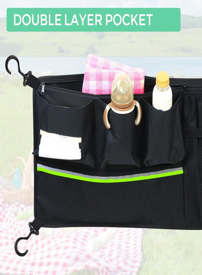 Myvikcar Stroller Wagon Cargo Net,Double-Layer Side Pockets Attachment for WONDERFOLD,Foldable Mesh Sorting Organizer Bag with Extra Storage Space - Image 3