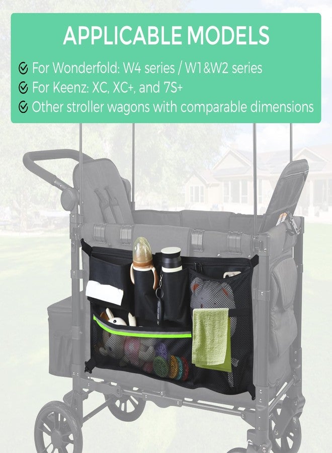 Myvikcar Stroller Wagon Cargo Net,Double-Layer Side Pockets Attachment for WONDERFOLD,Foldable Mesh Sorting Organizer Bag with Extra Storage Space - Image 5