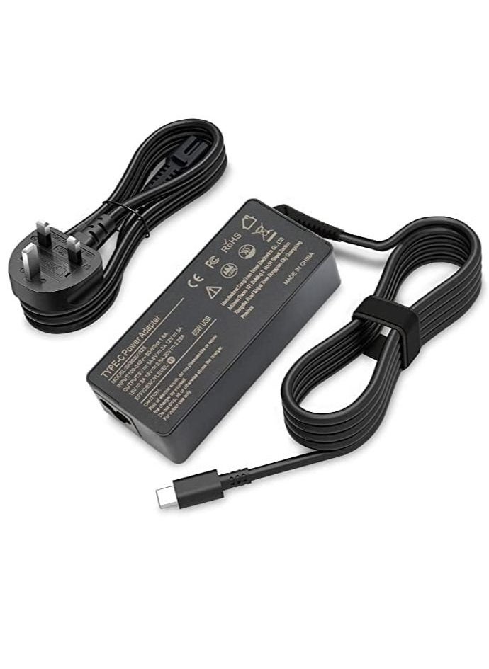 Ntech 65W/45W USB-C Laptop Power Adapter Charger For MacBook/Pro/ThinkPad/HP/Specter/Dell/XPS/13/Asus/ZenBook/Acer/Spin/7/HUAWEI/MaceBook/matebook/Laptop Power Adapter Spare Power Charger - Black  - Image 1