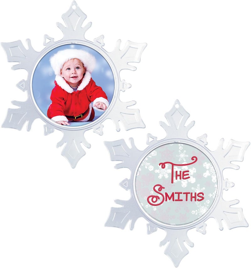 Snapins Make Your Own Acrylic Craft Photo Snowflake Christmas Ornaments - 12 Pack - Image 3