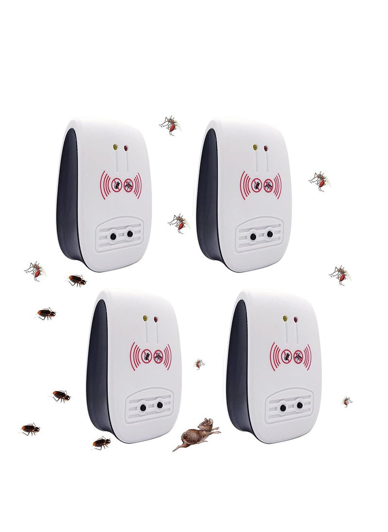 Ultrasonic Pest Repellent 4PCS 2 Mode Insect Repeller Plug in Electronic Pest Repeller for Insect Mice Mosquito Spider Rodent Roach Mosquitoes Repellent for Children and Pets' Safe