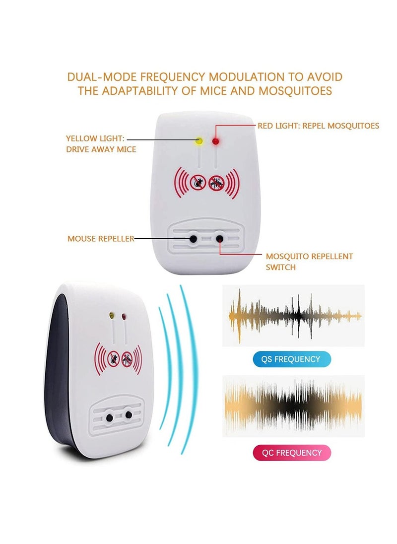 Ultrasonic Pest Repellent 4PCS 2 Mode Insect Repeller Plug in Electronic Pest Repeller for Insect Mice Mosquito Spider Rodent Roach Mosquitoes Repellent for Children and Pets' Safe