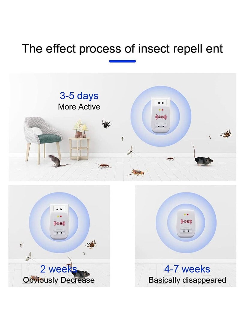 Ultrasonic Pest Repellent 4PCS 2 Mode Insect Repeller Plug in Electronic Pest Repeller for Insect Mice Mosquito Spider Rodent Roach Mosquitoes Repellent for Children and Pets' Safe