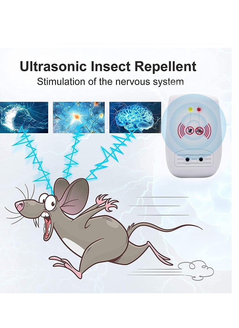 Ultrasonic Pest Repellent 4PCS 2 Mode Insect Repeller Plug in Electronic Pest Repeller for Insect Mice Mosquito Spider Rodent Roach Mosquitoes Repellent for Children and Pets' Safe