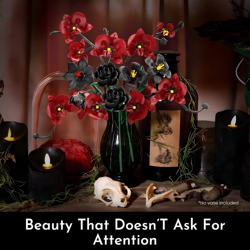 SOOLIO Orchid Flower Bouquet Building Set for Adults, Birthday Gifts for Women Mom Wife Girls Teen, Buildable Artificial Floral Botanical Collection Gothic Decor for Home or Office (623 PCS) - Image 3