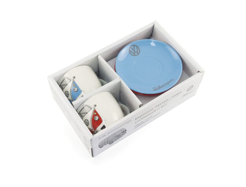 BRISA VW Collection - Volkswagen Espresso Cups Coffee-Tea-Cappuccino Set in T1 Bus Campervan Design (Bus Front/100ml/3.4 fl oz) (Set of 2 (red, blue)) - Image 4