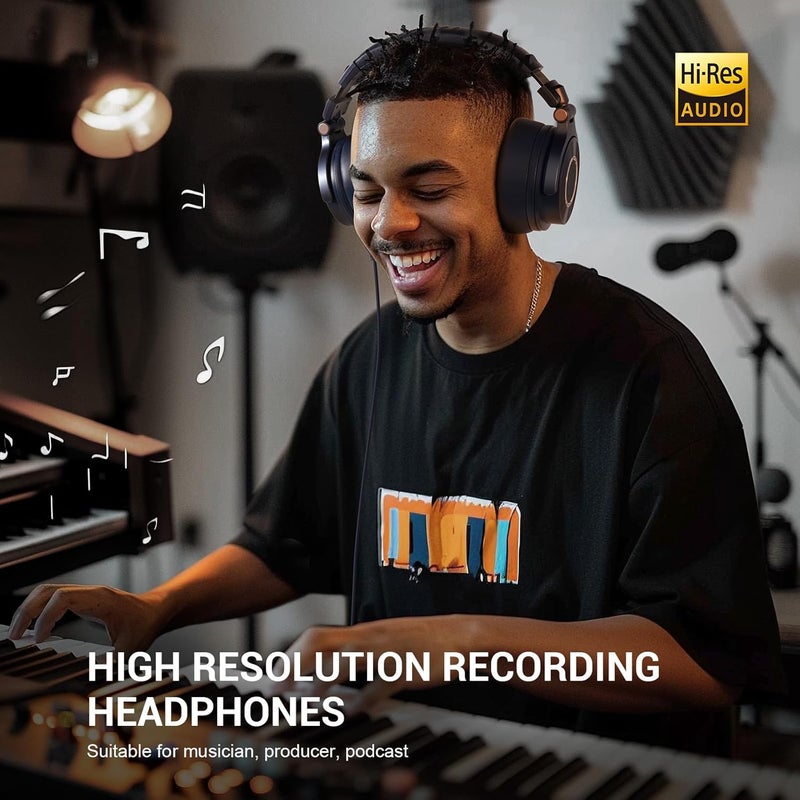 OneOdio Monitor 60 Professional Studio Headphones - Recording Wired Over Ear Headphones, Hi-Res Audio, Soft Comfortable Earmuffs, 6.35mm Adapter for Tracking Mixing DJ Mastering Broadcast-Navy Blue - Image 2