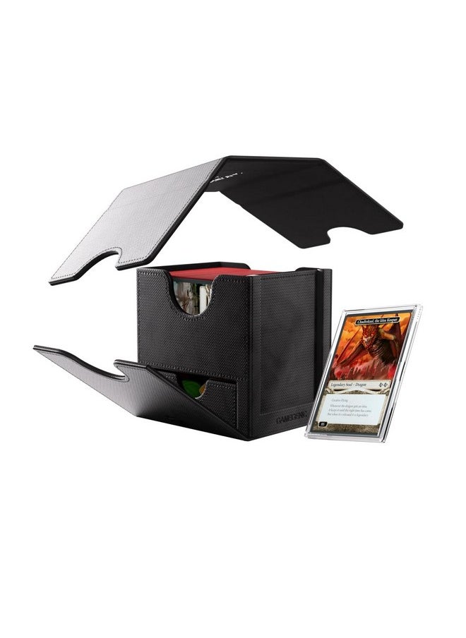 Gamegenic Gamegenic Sidekick Pro 100+ XL Convertible - Premium Deck Box with Secure Card Storage, UV Protected Slide Card Case, Display Top Card, Extra Token Drawer, Magnetic Closure, Black Color, Made  - Image 4