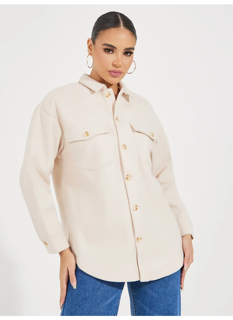 Styli Oversized Longline Wool Like Shacket