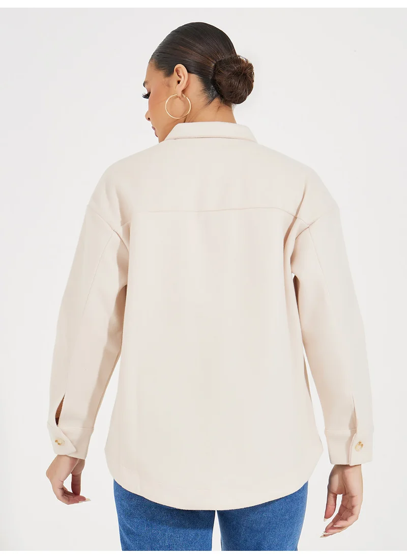 Styli Oversized Longline Wool Like Shacket