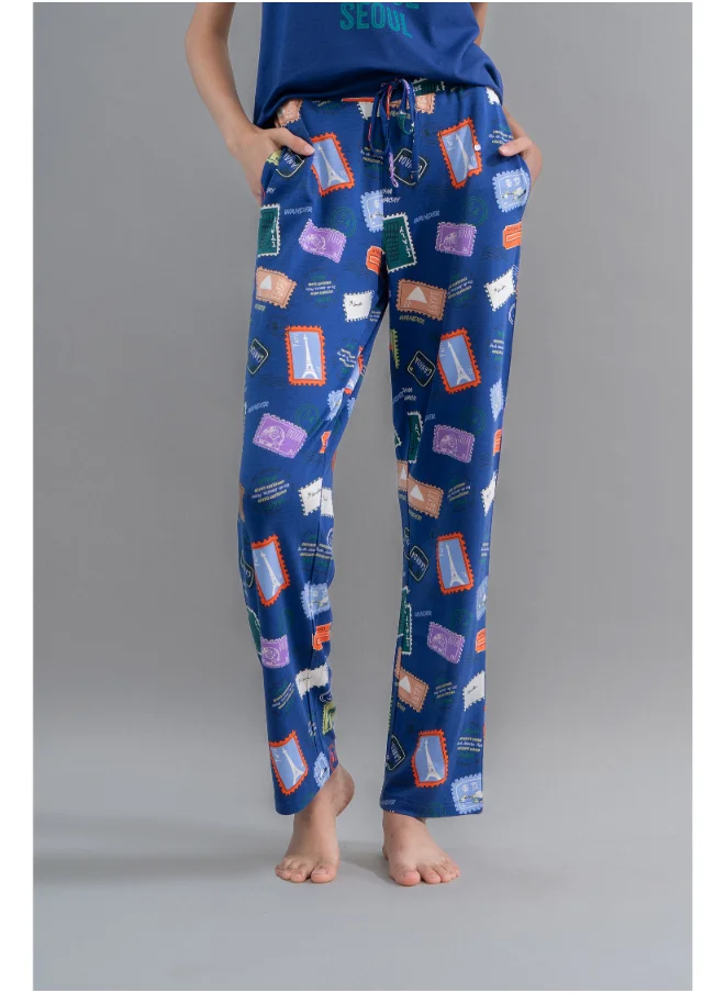 NeceSera Wanderlust Blue Modal Straight Pajamas