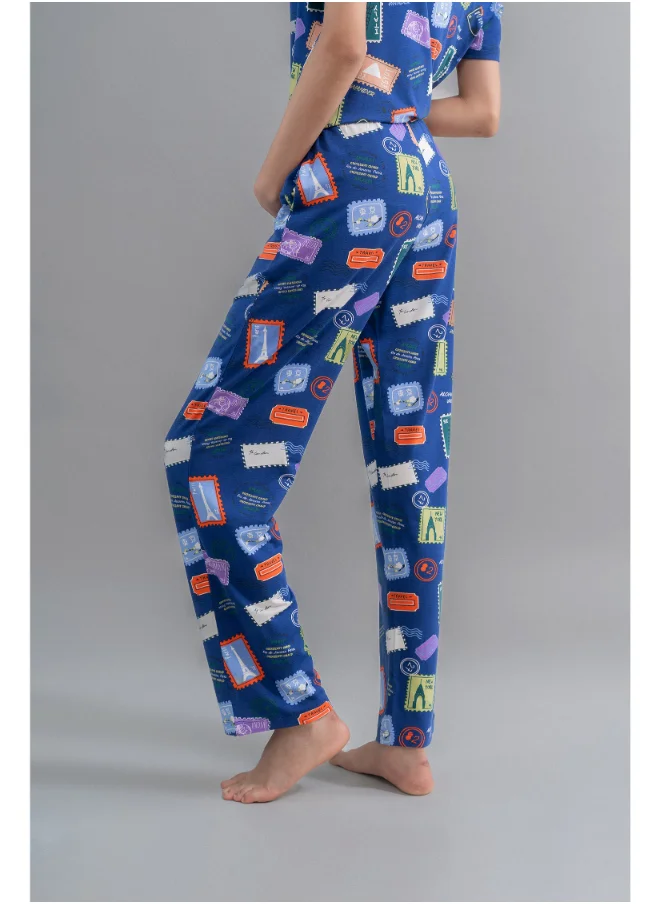 NeceSera Wanderlust Blue Modal Straight Pajamas
