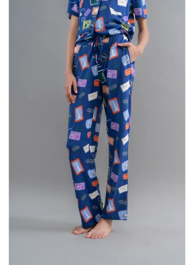 NeceSera Wanderlust Blue Modal Straight Pajamas