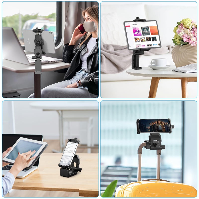 KDD Airplane Tablet Holder Mount, Adjustable Travel Essentials iPad Phone Stand with 360 Degree Rotation, Portable Tesla Model 3/Y Car Headrest Mount Compatible with iPad, Cell Phone - Image 5