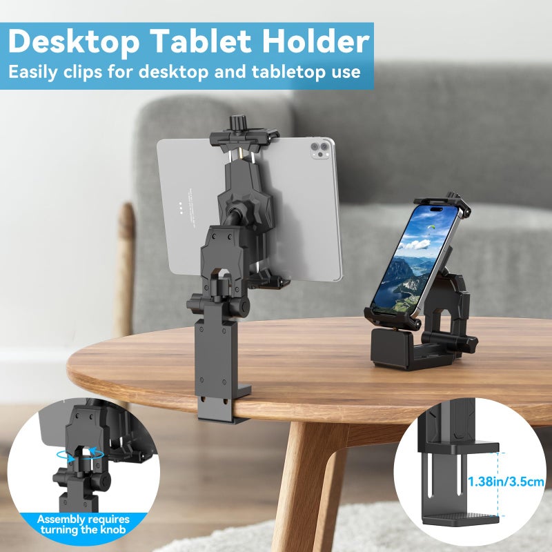 KDD Airplane Tablet Holder Mount, Adjustable Travel Essentials iPad Phone Stand with 360 Degree Rotation, Portable Tesla Model 3/Y Car Headrest Mount Compatible with iPad, Cell Phone - Image 3