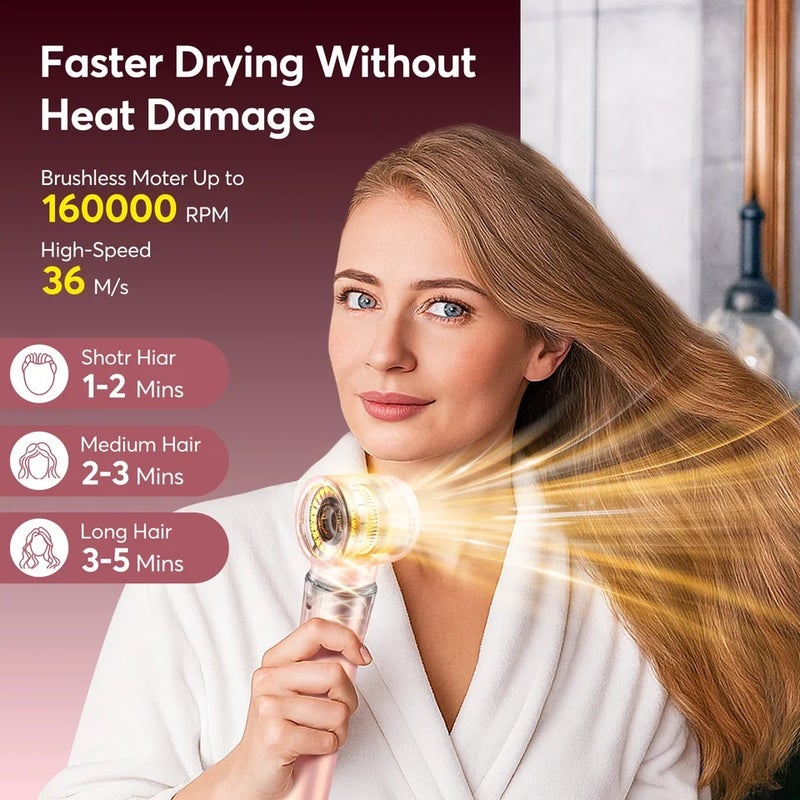 بوبكال جهاز تصفيف شعر متعدد High Speed 5 in 1 Hair Dryer Hot Air Comb Set,Hair Brush Curling Iron Hair Straightener Styling Tool For Blow Dryer Gift Box - Image 2