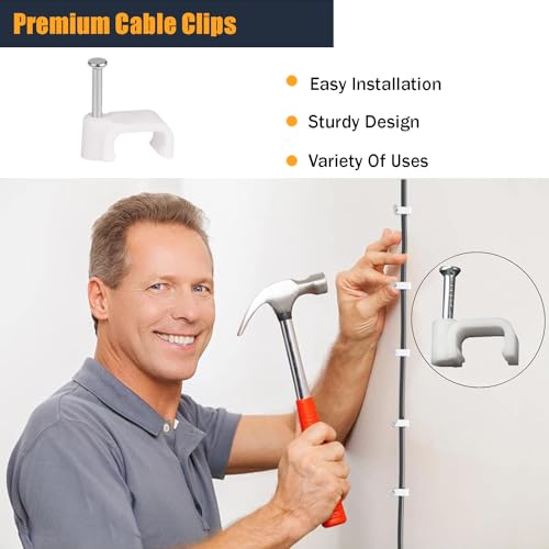 YIENFBEV 15FT Telephone Extension Cord Cable, Landline Phone Line Wire with RJ11 6P4C Plugs, Includes Cable Clips - White - 2 Pack - Image 4