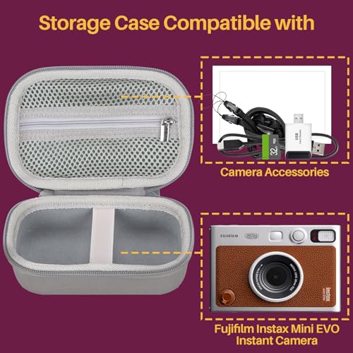 Lebakort Storage Case Compatible with Fujifilm Instax Mini EVO Instant Camera (Brown Case) - Image 3