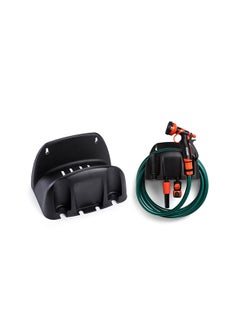 NIBEMINENT Wall-Mounted Hose Holder, Garden Organizer Cable Storage Rack Hanger Bracket Fence Mounted Reel Shed Comfort Grip & Rust Resistant - Professional Gardening Tool (Black)  - Image 1