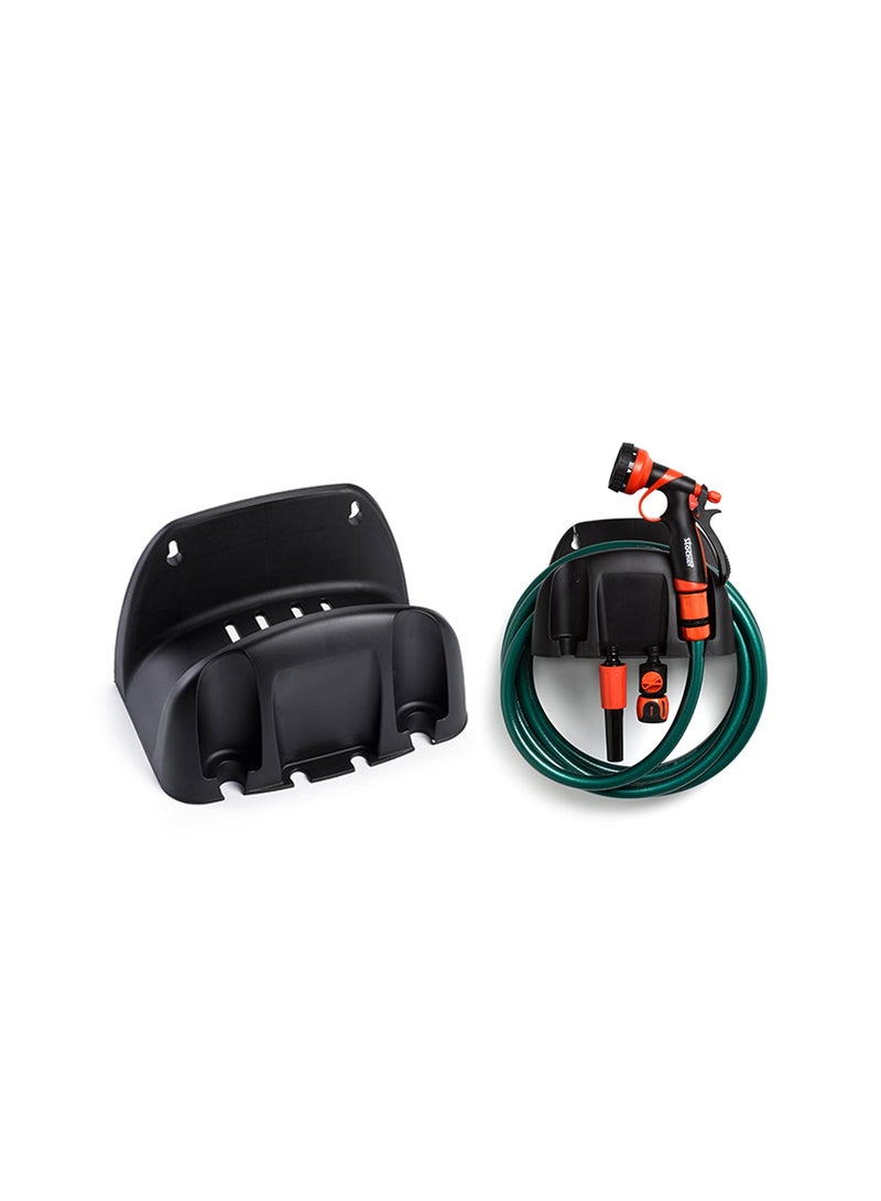 NIBEMINENT Wall-Mounted Hose Holder, Garden Organizer Cable Storage Rack Hanger Bracket Fence Mounted Reel Shed Comfort Grip & Rust Resistant - Professional Gardening Tool (Black)  - Image 1