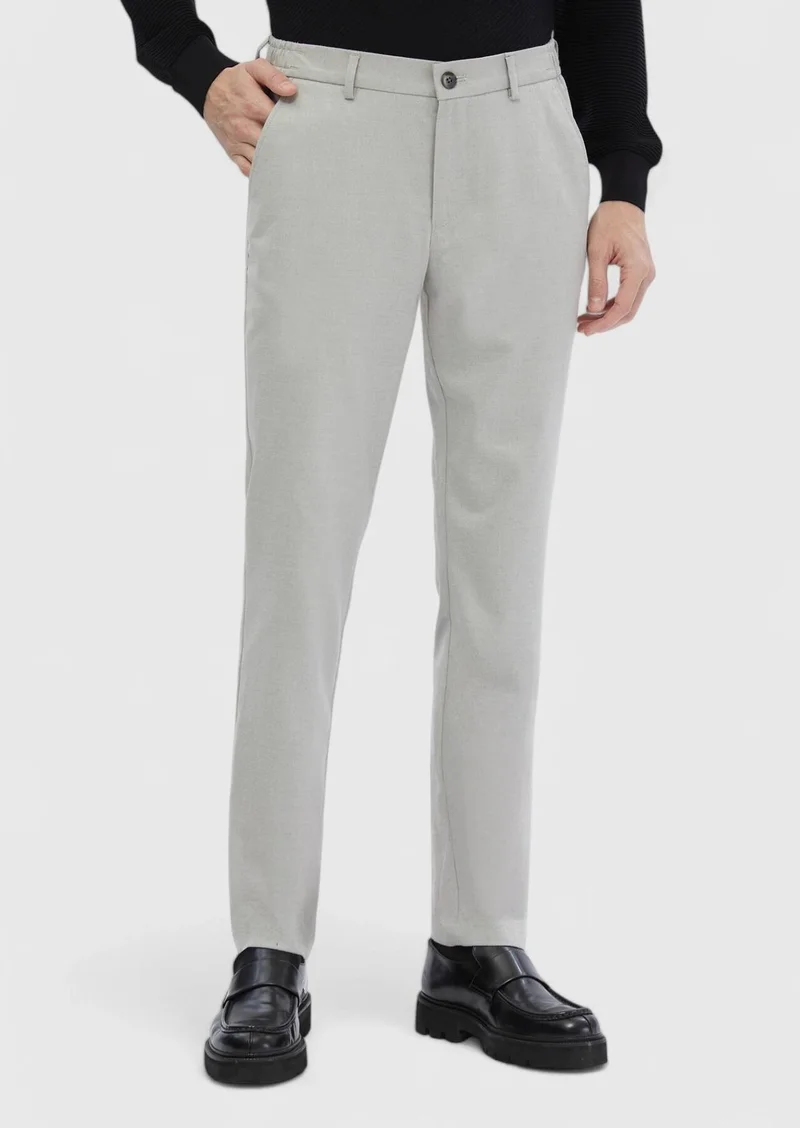 RAMSEY Light Grey Weaving Jogging Fit Casual Trousers